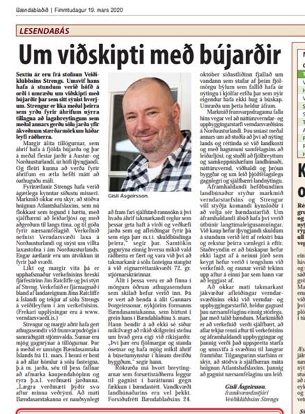 ísli Ásgeirsson, Strengur’s CEO, in a letter to the editor at Bændabladid’s (The Farmers’ Newspaper)